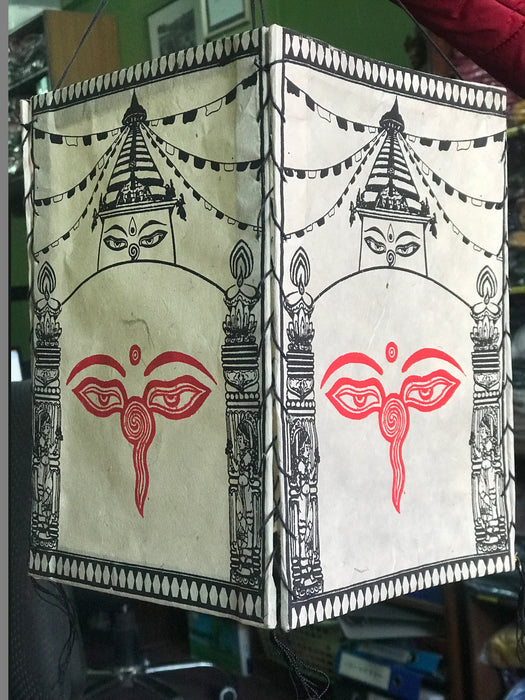 Swayambhu Stupa Buddha Eye Printed Lokta Paper Lamp Shade - nepacrafts