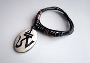 Tibetan Om Bone Pendant Necklace - nepacrafts