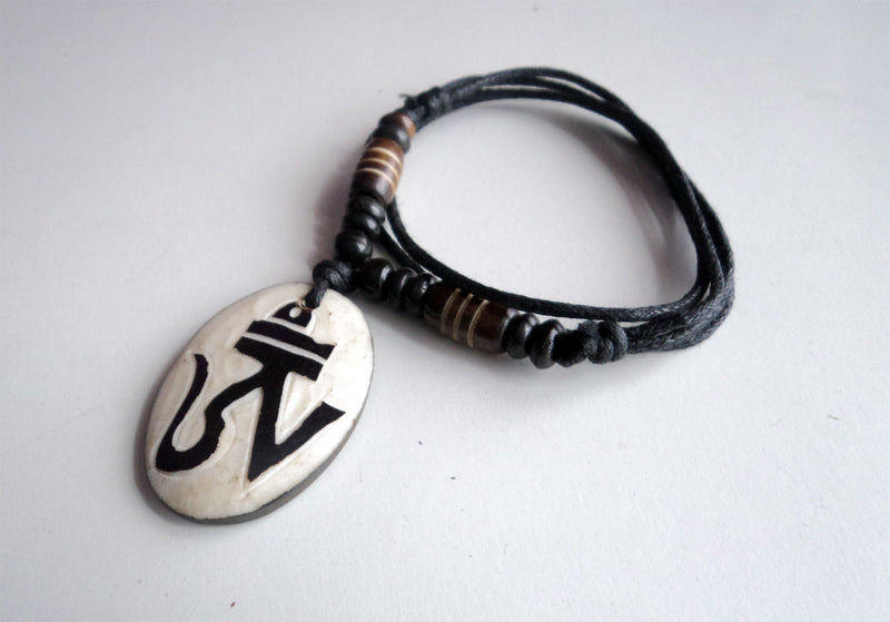 Tibetan Om Bone Pendant Necklace - nepacrafts