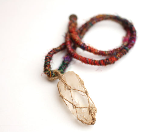 Himalayan Rock Crystal Pendant Necklace - nepacrafts