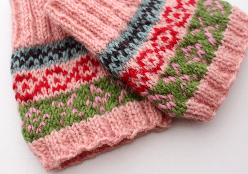Christmas Gift Peach Multicolor Woolen Short Legwarmers - nepacrafts