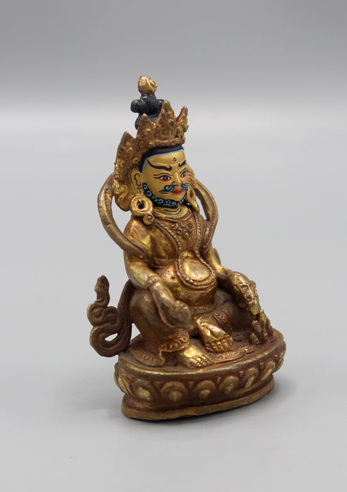 Gold Plated Kubera Jambhala God of Wealth Statue 3.5"