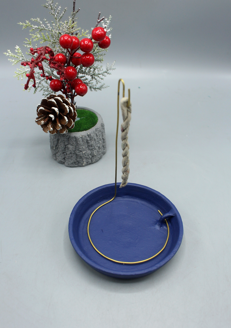Ceramic Rope Incense Burner Blue