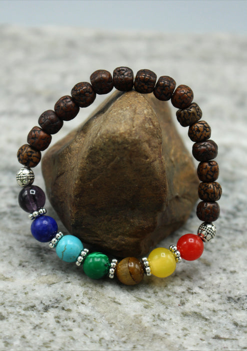 Rudraksha Beads Seven Chakra Wrist Bracelet Strechable