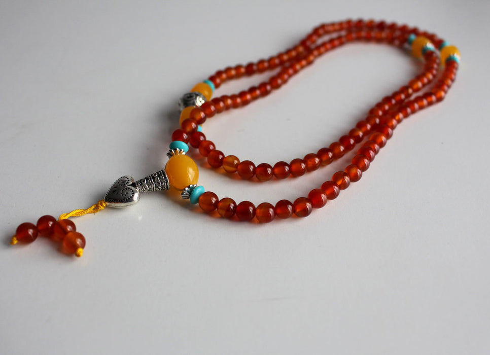 Carnelian Prayer Mala Adjustable Faux Beads