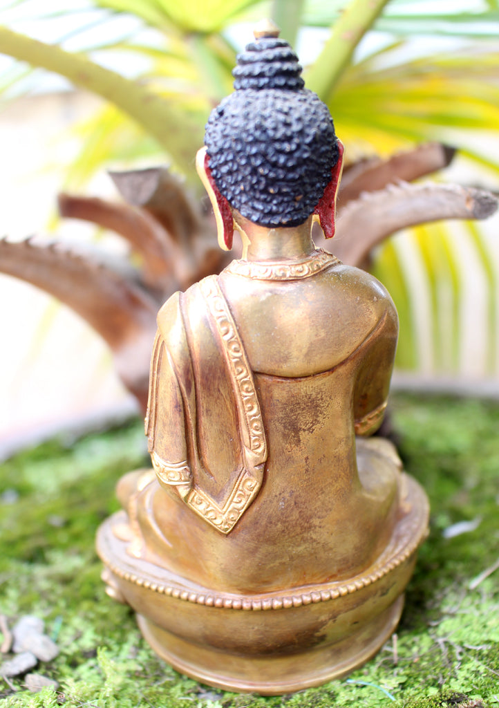 Gold Plated 6" High Shakyamuni Buddha Statue - nepacrafts