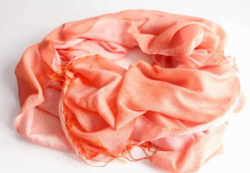 Silky Water Pashmina Stole-Flame Orange - nepacrafts