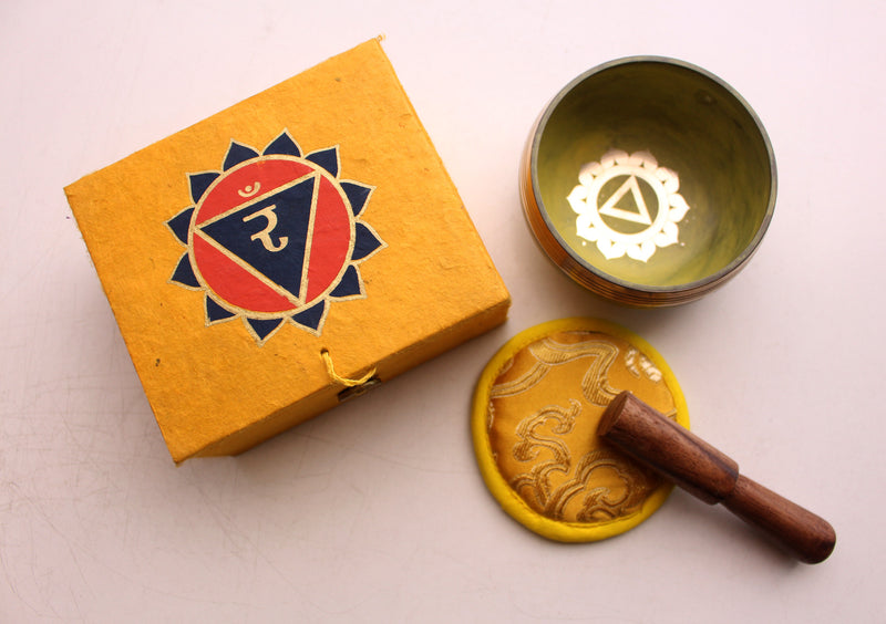 Seven Chakra Signs etched Singing Bowls Gift Box set