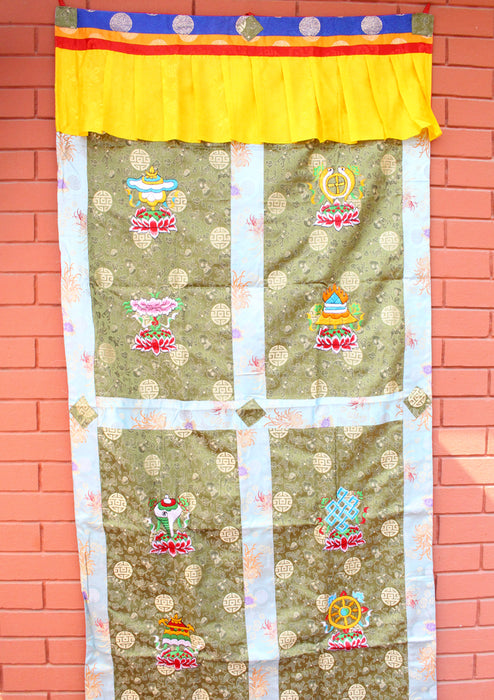 Handmade Tibetan Door Curtain Embroidered with 8 Auspicious Symbol