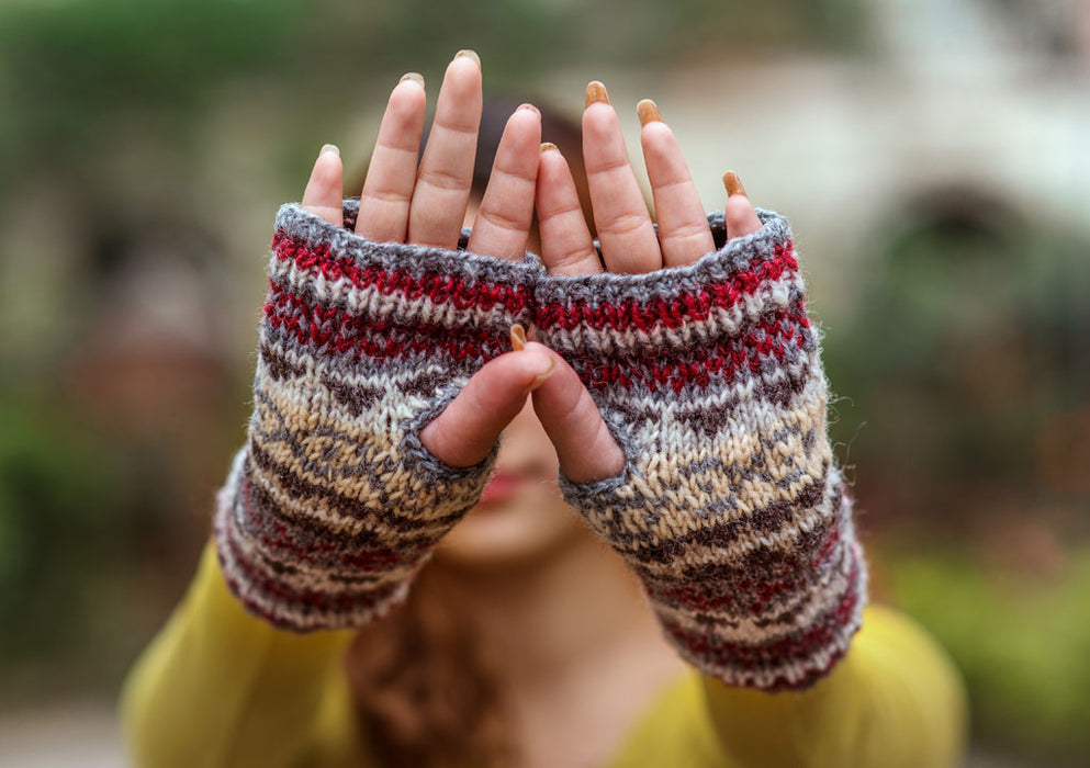 Gray Red Multicolored Woolen Hand Warmers - nepacrafts