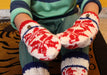 Red and White Snow Flakes Pattern Convertible Children Mittens/Texting gloves - nepacrafts