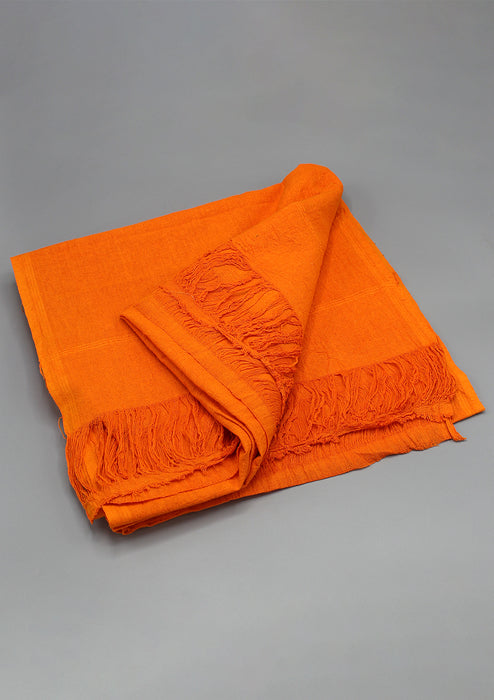 Orange Raw Silk Tibetan Large Meditation Shawl