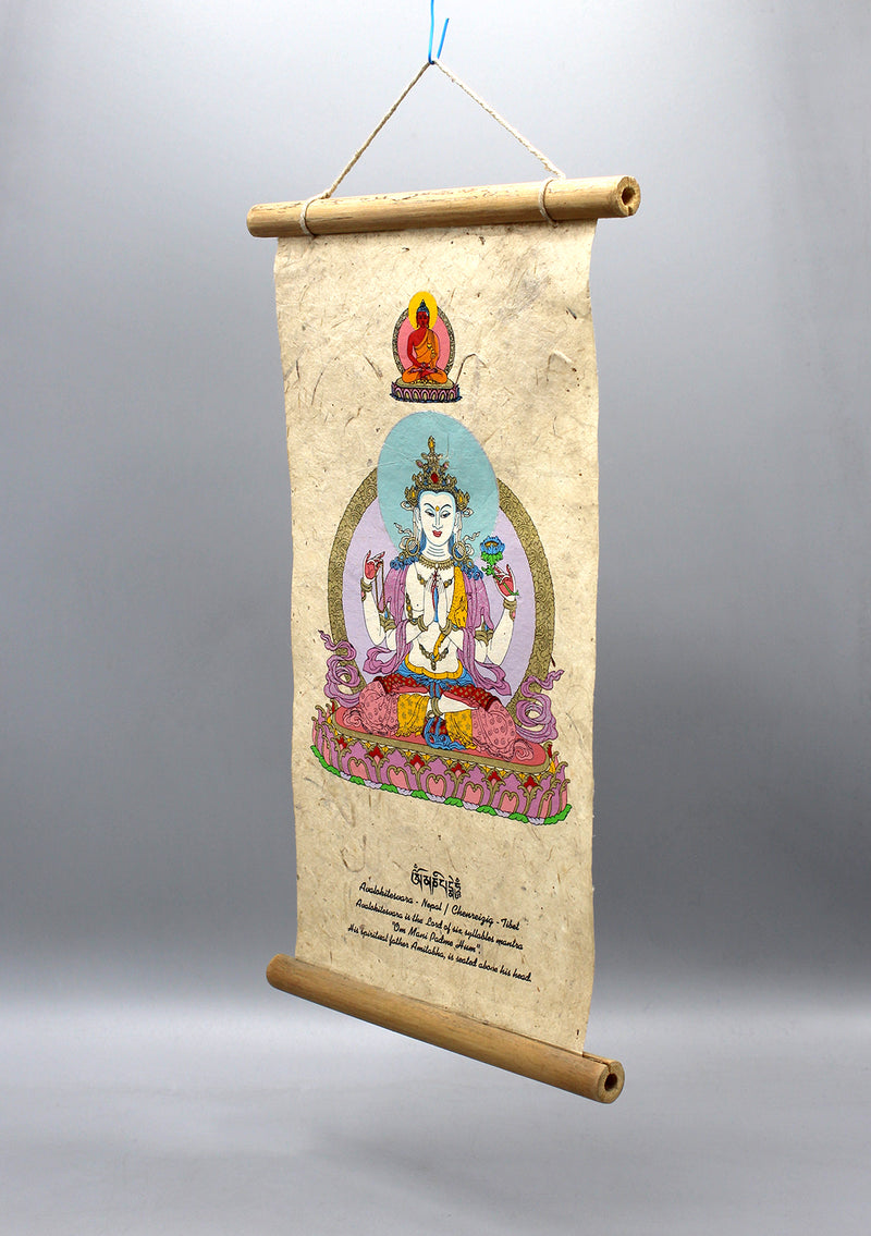 Chenreizig Printed Lokta Paper Wall Hanging