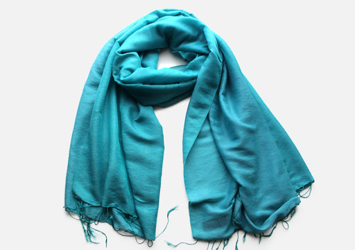 Adriatic Blue Color Water Pashmina Shawl - nepacrafts