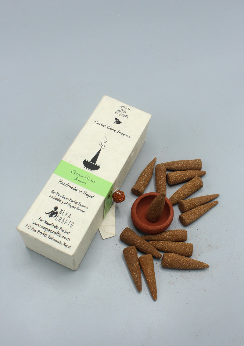 Green Tara Juniper Herbal Cone Incense by Nepali Farmer
