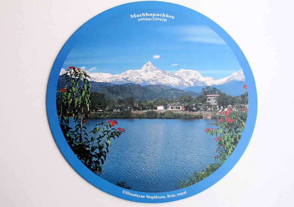 A beautiful View of Mount Machhapuchhre Printed Round Mousepad Mat - nepacrafts