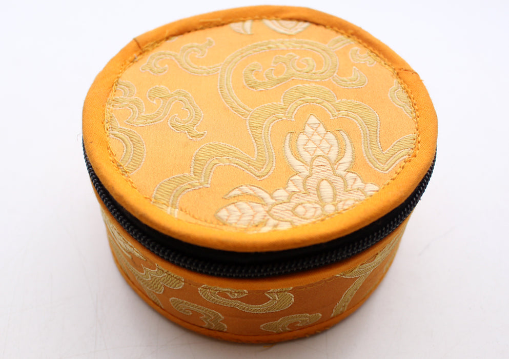 Seven Chakra Painted Singing Bowl Set with Orange Silk Brocade Gift Box - nepacrafts