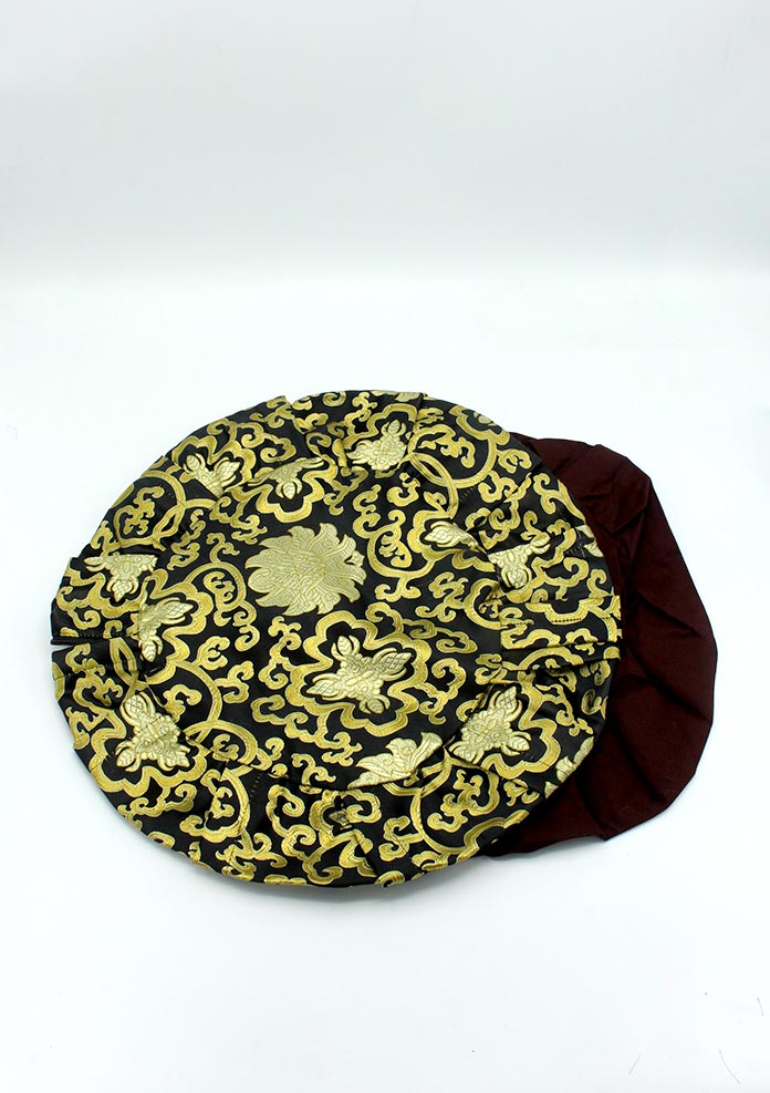 Lotus Zafu  Meditation Cushion Cover Black Brocade