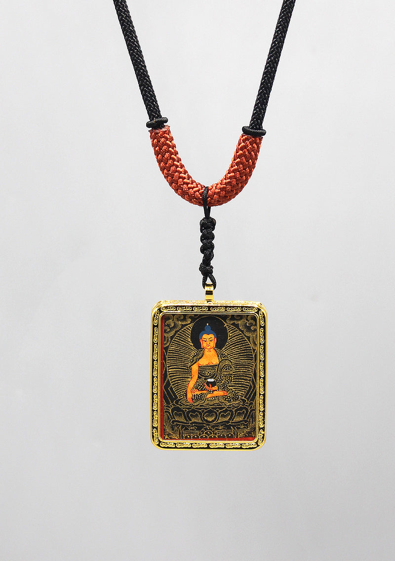 Tibetan Art Hand Painted Mini Shakyamuni Buddha Thangka Pendant