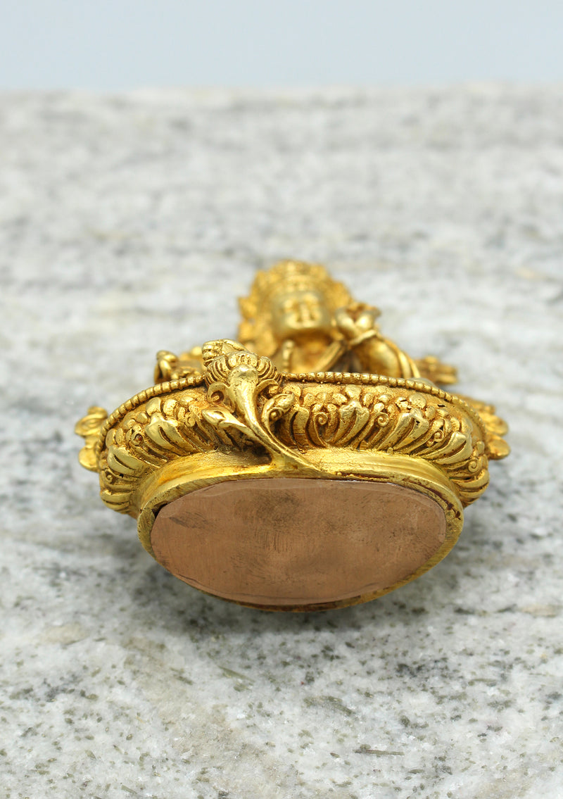 Gold Plated Green Tara Statue 3.5"