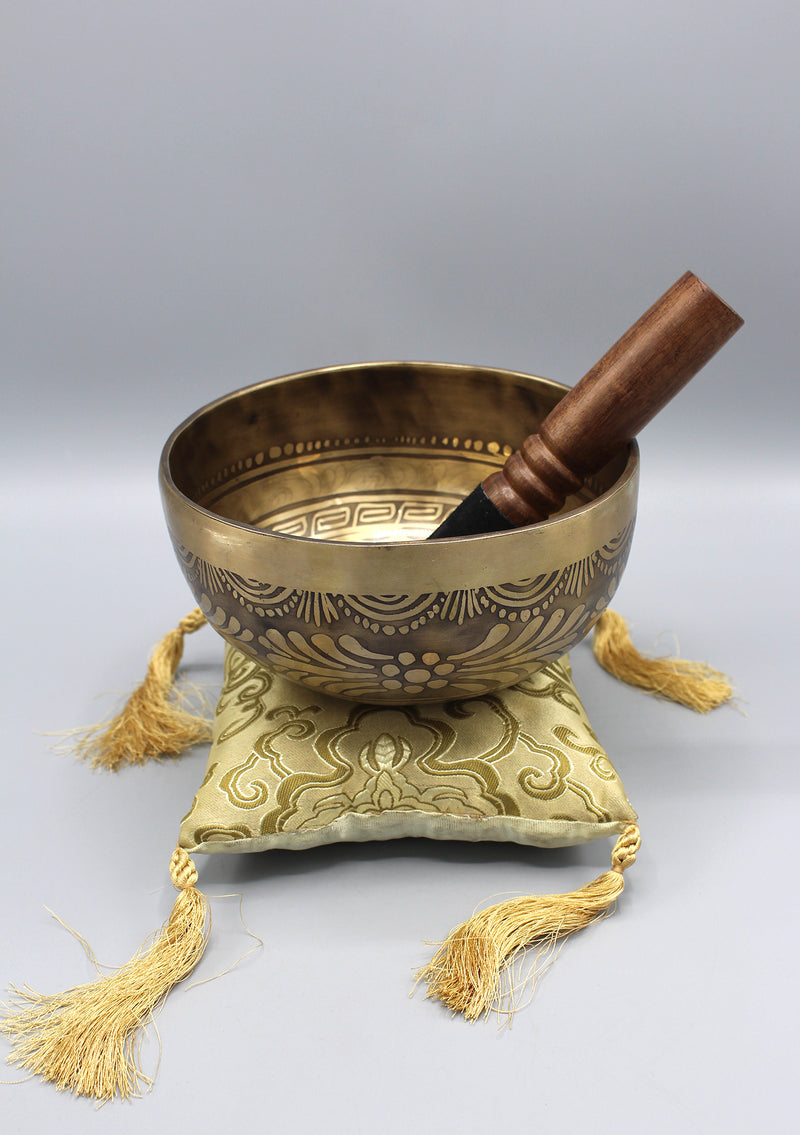 Tibetan Mandala Carving Singing Bowl - nepacrafts