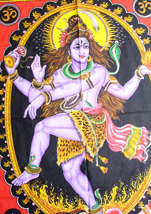 Hindu Lord Shiva Printed Cotton Tapestry Wall Hanging - nepacrafts