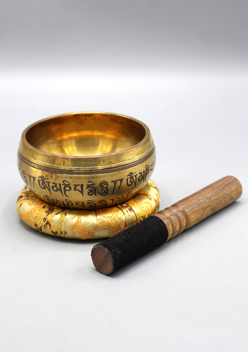 Fine Carving Tibetan Om Singing Bowl