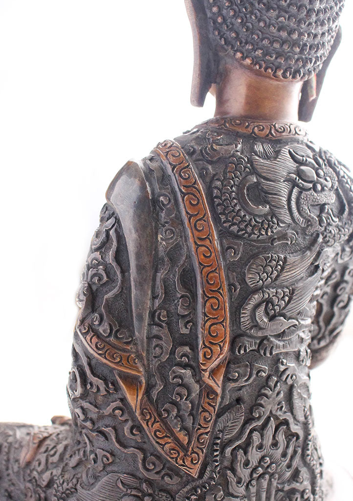 Copper Oxidized Shakyamuni Buddha Statue 8" High - nepacrafts