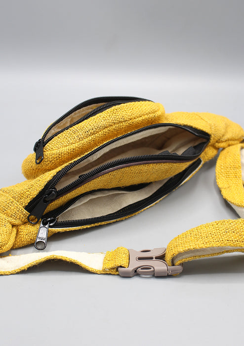 Yellow Hemp Fanny Pack, Hemp Waist Utility Belt, Hemp money bag