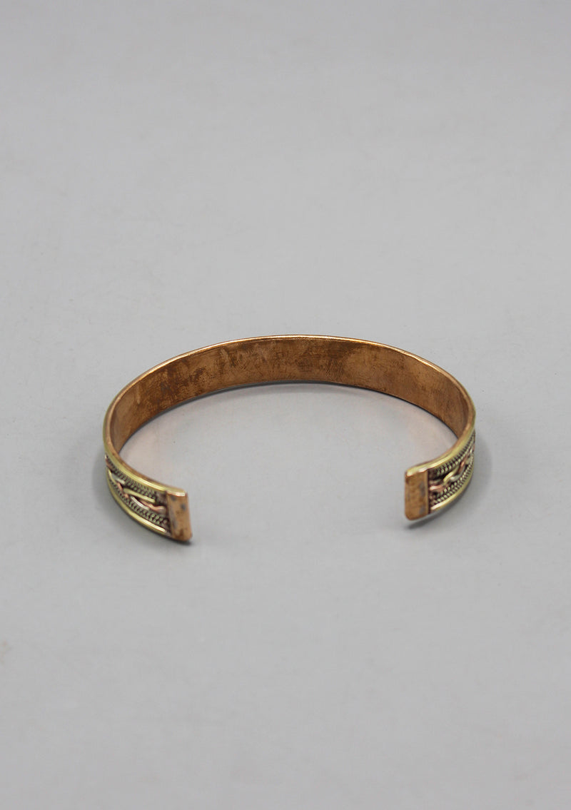 Three Metal Open Cuff Meditation Bracelet