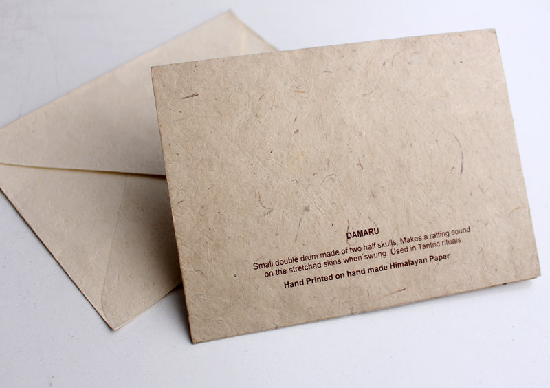 Damaru Painted Lokta Paper Greetings Card - nepacrafts