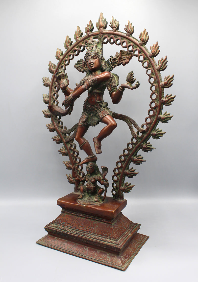 Copper Oxidized Lord Shiva Dancing Nataraj Statue - nepacrafts