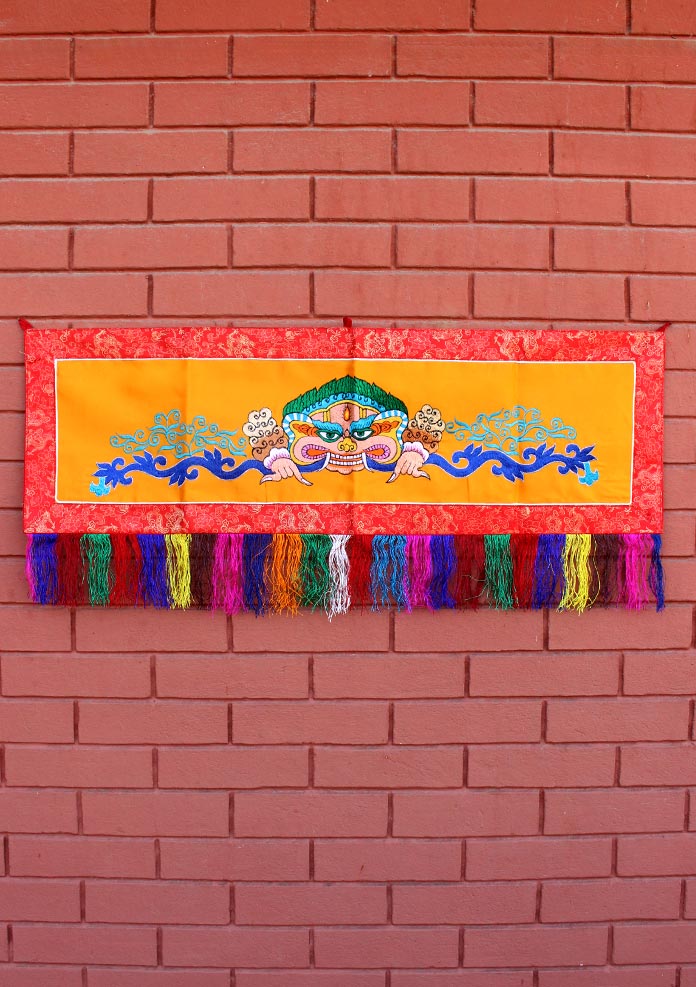 Chhepu Embriodered Yellow Wall Hanging Banner with Tassel