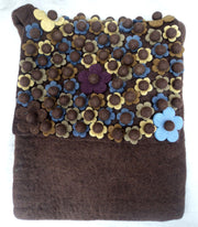 Brown Flower Felt Shoulder Bags - nepacrafts