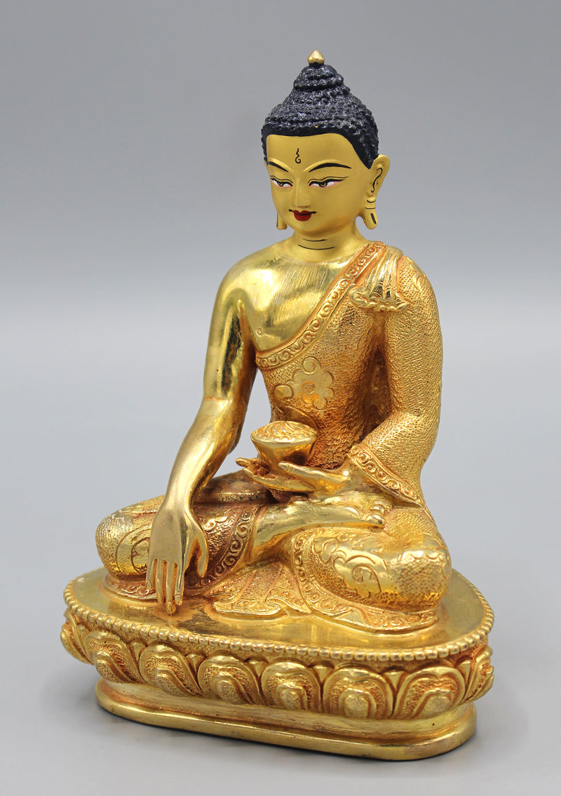 Hand Carving Shakyamuni Buddha Fully Gold Plated Statue