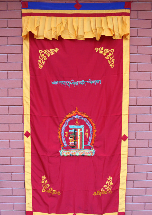 Heavy Embroidered Tibetan Kalachakra Door Curtain