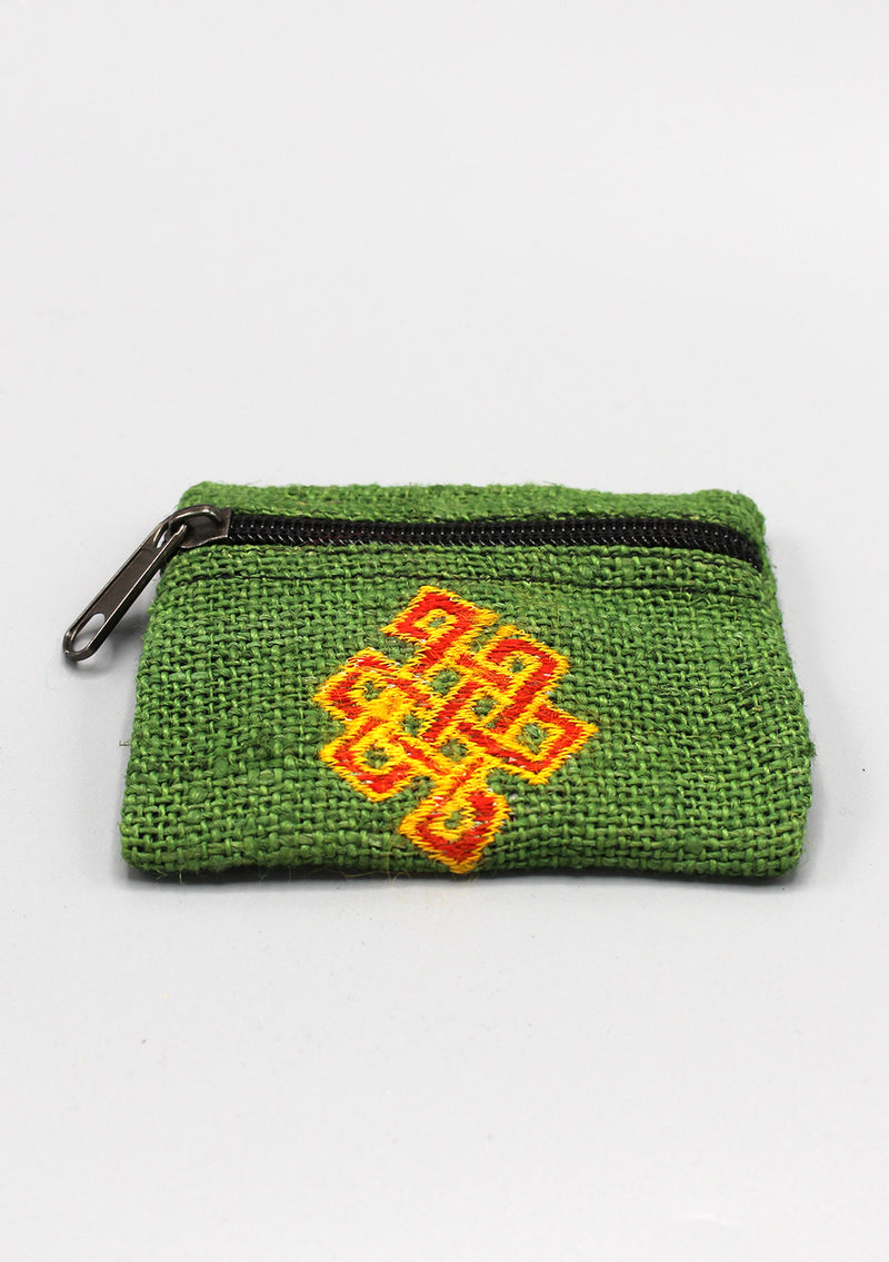 Endless Knot Embroidery Hemp Coin Purse