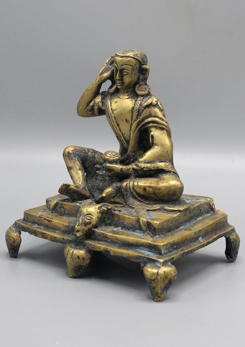 Bronze Antique Design Tibetan Yogi Milarepa Statue