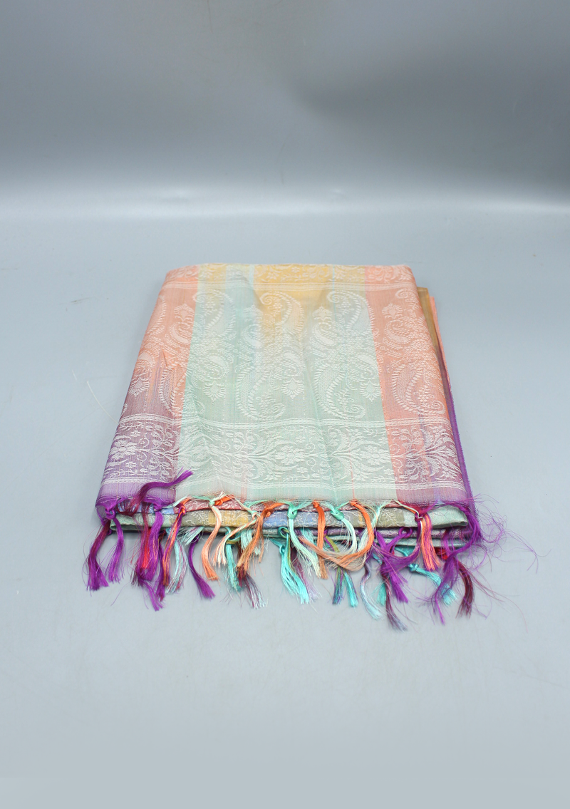 Silk Mixed Polyester Dark Mixed Colored Shawls
