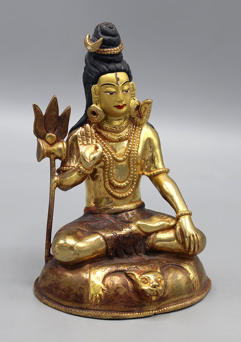 Gold Plated Hindu Lord Shiva Statue