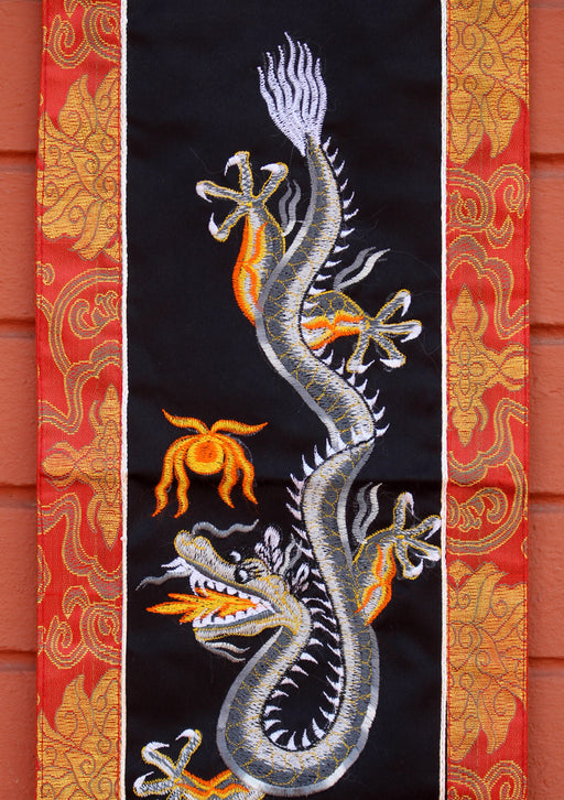 Dragon Embroidery Brocade Framed Wall Hanging - nepacrafts