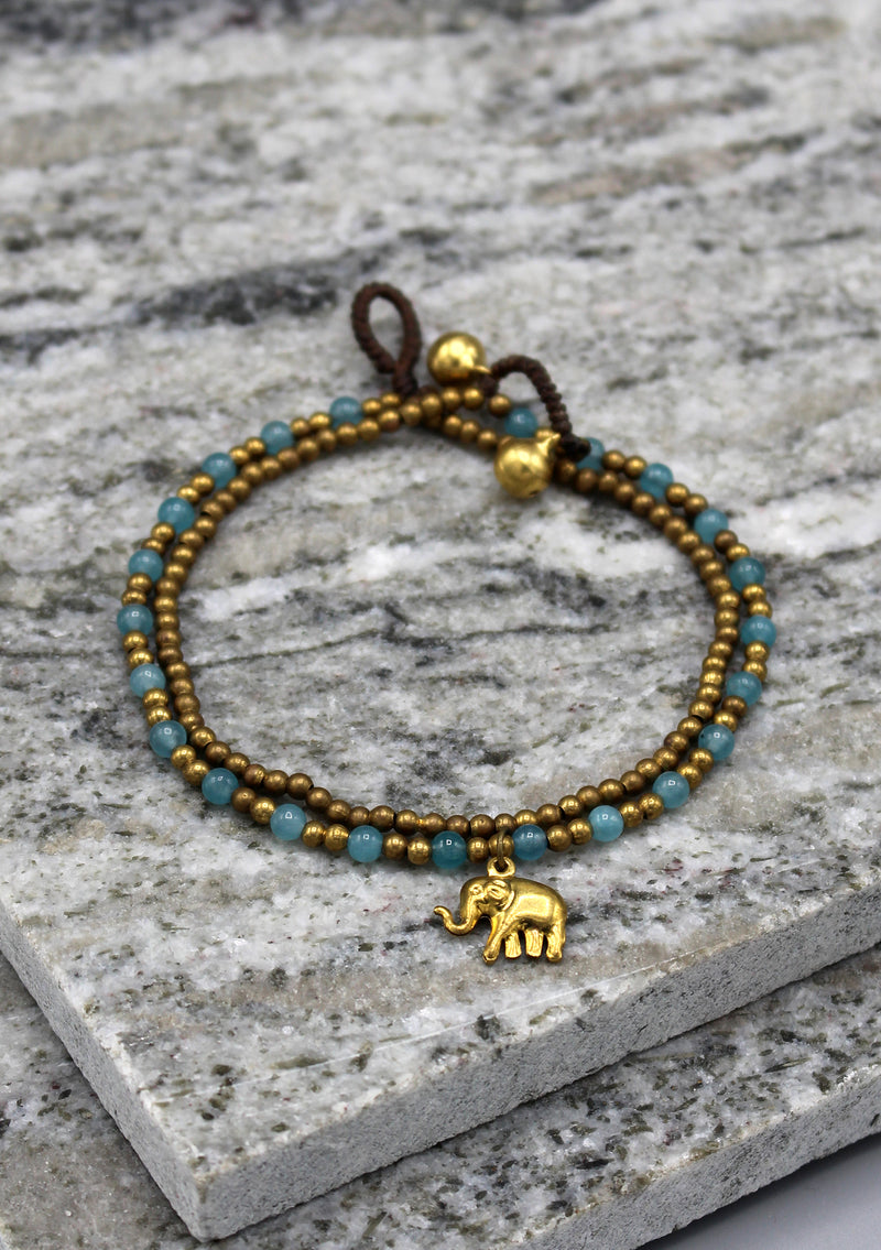 Multicolor Glass and Brass Beads Summer Anklet - nepacrafts