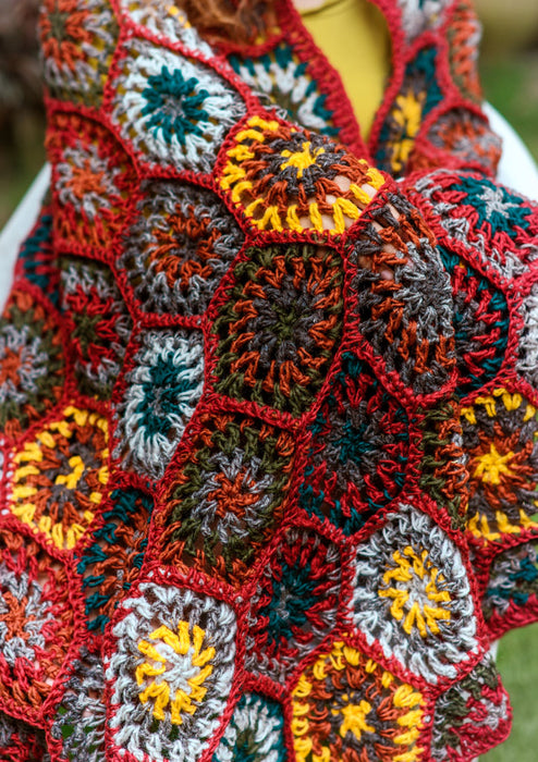 Gorgeous Hand Crochet Red and Yellow Multicolor Woolen Blanket
