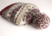 Gray Red Multicolored Woolen Pom Pom Beanie - nepacrafts
