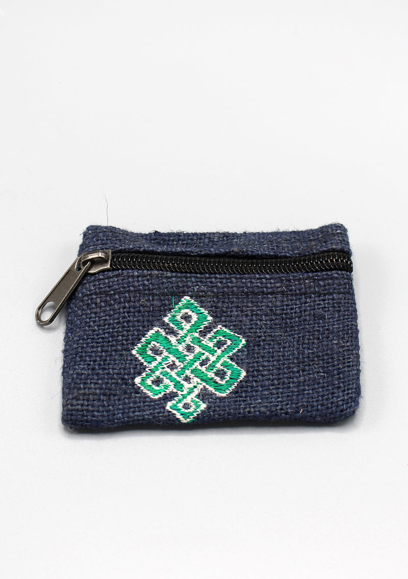 Endless Knot Embroidered Hemp Coin Purse