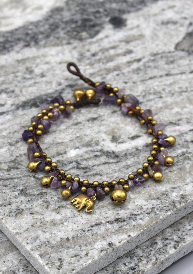 Colorful Stone Beaded Brass Bell Anklet - nepacrafts