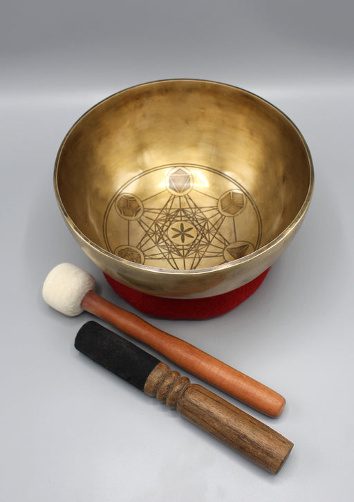 Seven Chakra Symbol Carving Tibetan Singing Bowl - nepacrafts