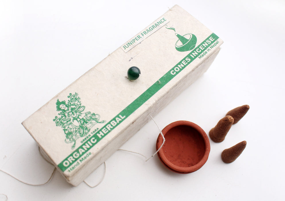 Organic Green Tara Cone Incense-Juniper Fragrance - nepacrafts