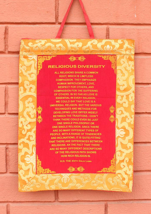 Beautiful H.H Dalai Lama's Sayings Brocade Wall Hanging