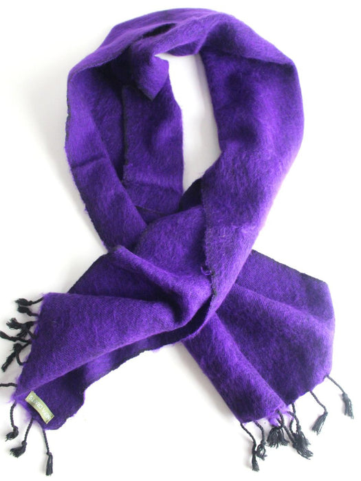 Purple Black Three Ply Woolen Muffler - nepacrafts